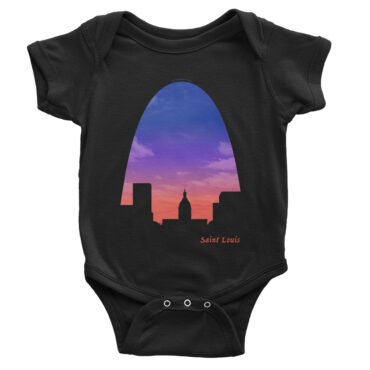 St Louis Arch Evening Sky Baby Onesie - Black