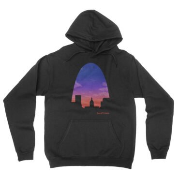St Louis Arch Evening Sky Hooded Pullover Jacket - Black