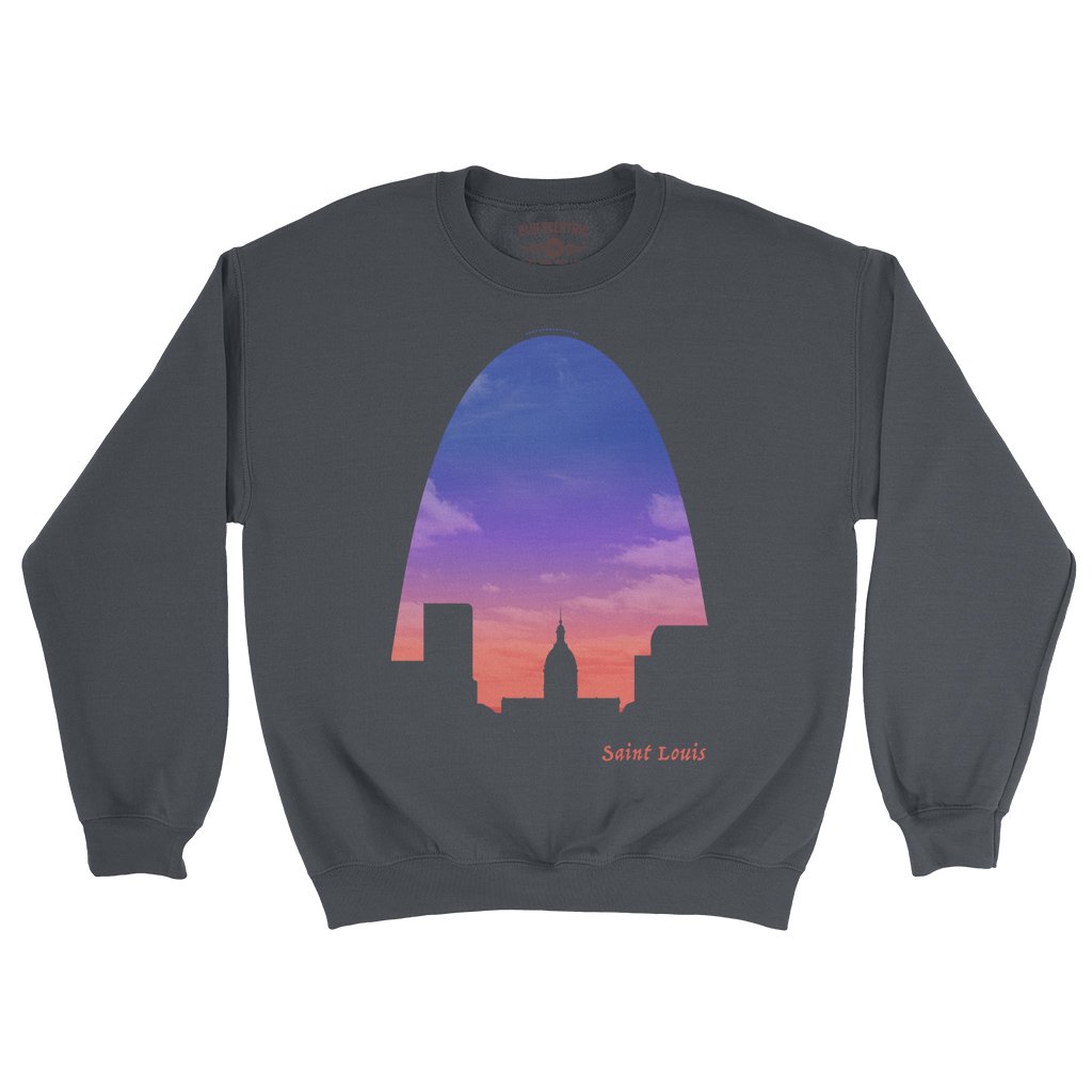 St Louis Arch Evening Sky Crewneck Sweatshirt - Navy