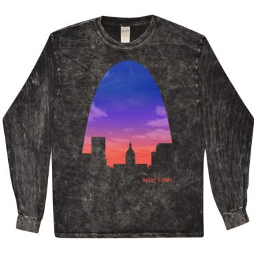 St Louis Arch Evening Sky T-Shirt - Black Mineral Wash