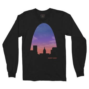 St Louis Arch Evening Sky Long Sleeve T-Shirt - Black