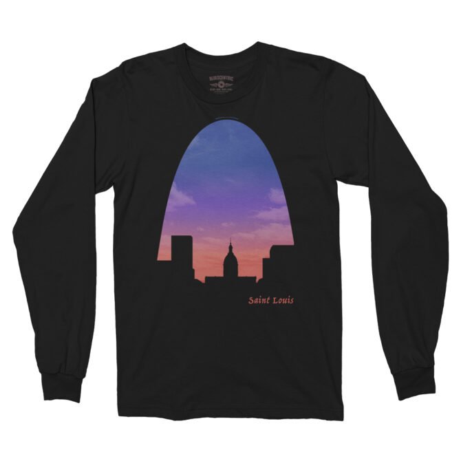 St Louis Arch Evening Sky Long Sleeve T-Shirt - Black