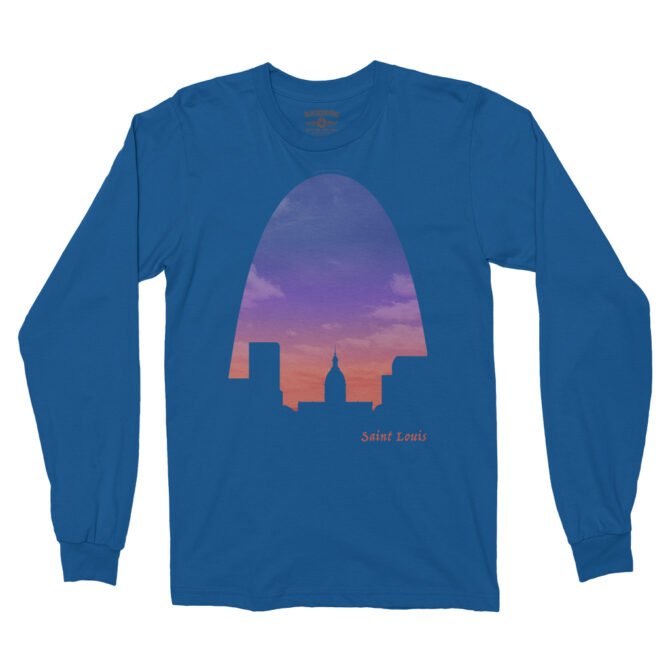 St Louis Arch Evening Sky Long Sleeve T-Shirt - Royal