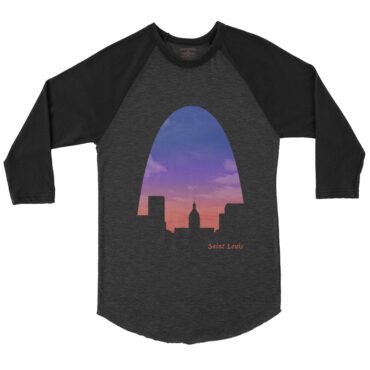 St Louis Arch Evening Sky Baseball T-Shirt - Black-HBlack