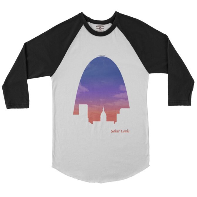 St Louis Arch Evening Sky Baseball T-Shirt - White-Black