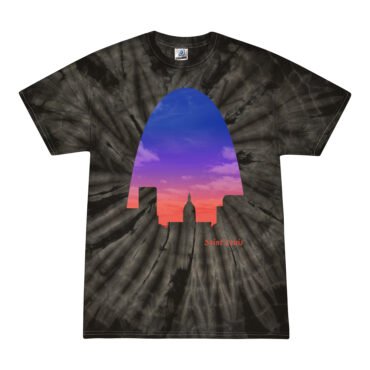 St Louis Arch Evening Sky Tie-Dye T-Shirt - Black - 5XL