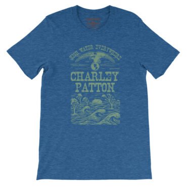 Charley Patton High Water Everywhere T-Shirt - Lightweight Vintage Style - Heather True Royal