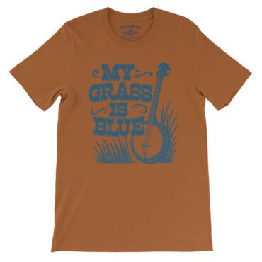 Graphic My Grass Is Blue T-Shirt - Lightweight Vintage Style - Burnt Orange
