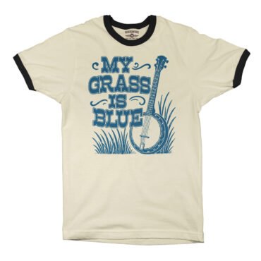 Graphic My Grass Is Blue Ringer T-Shirt - Cream-Black