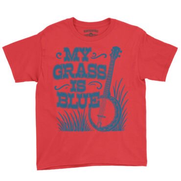 Graphic My Grass Is Blue Youth T-Shirt - Lightweight Children & Toddlers - Red