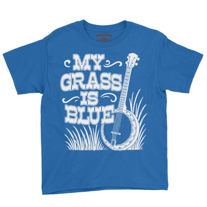 Graphic My Grass Is Blue Youth T-Shirt - Lightweight Children & Toddlers - Blue