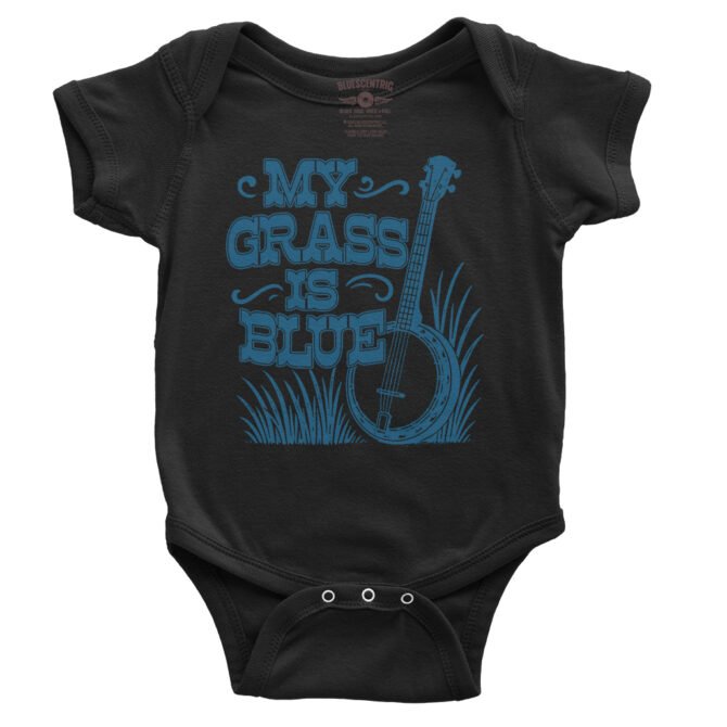 Graphic My Grass Is Blue Baby Onesie - Black