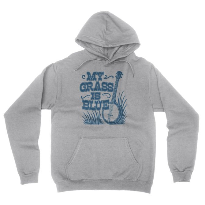 Graphic My Grass Is Blue Hooded Pullover Jacket - Ash