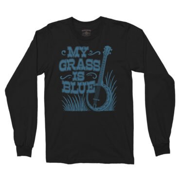 Graphic My Grass Is Blue Long Sleeve T-Shirt - Black