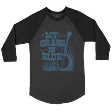 Graphic My Grass Is Blue Baseball T-Shirt - Black-HBlack
