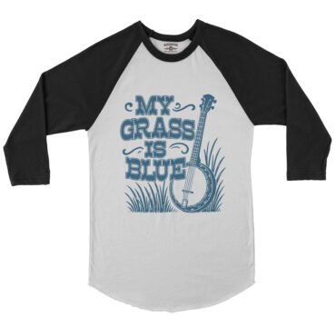 Graphic My Grass Is Blue Baseball T-Shirt - White-Black