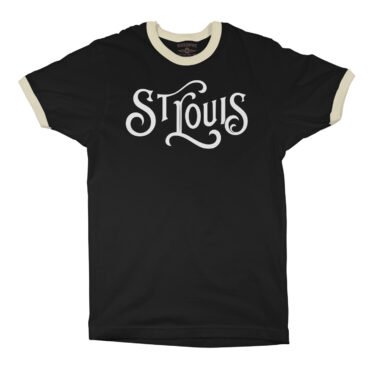 Saint Louis Ornate Vintage Ringer T-Shirt - Black-Cream