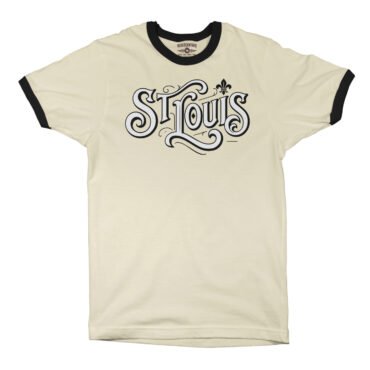 Saint Louis Ornate Vintage Ringer T-Shirt - Cream-Black