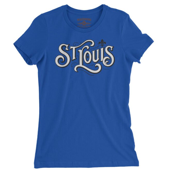 Saint Louis Ornate Vintage Ladies T-Shirt - Relaxed Fit - True Royal