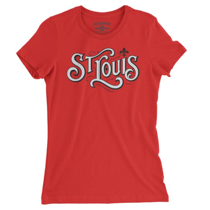 Saint Louis Ornate Vintage Ladies T-Shirt - Relaxed Fit - Red