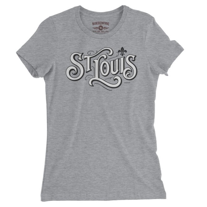 Saint Louis Ornate Vintage Ladies T-Shirt - Relaxed Fit - Athletic Heather