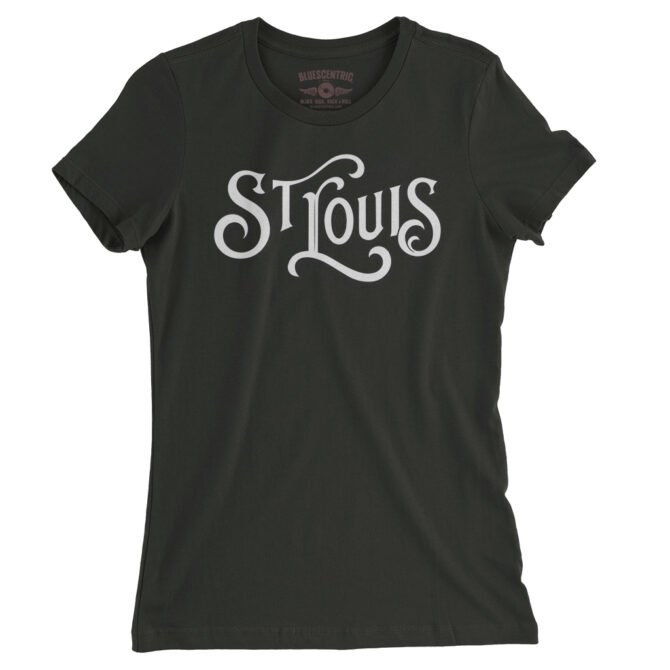 Saint Louis Ornate Vintage Ladies T-Shirt - Relaxed Fit - Vintage Black
