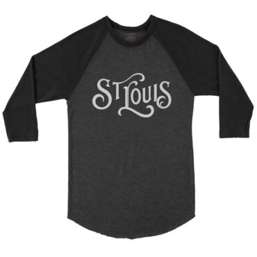 Saint Louis Ornate Vintage Baseball T-Shirt - Black-HBlack