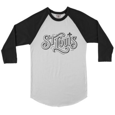 Saint Louis Ornate Vintage Baseball T-Shirt - White-Black