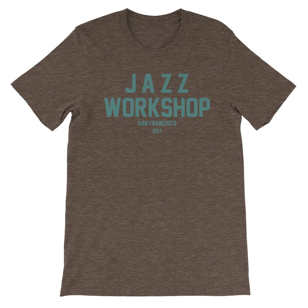 Jazz Workshop San Francisco T-Shirt - Lightweight Vintage Style - Heather Brown