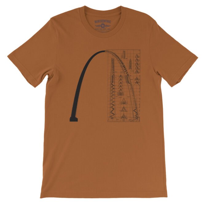Saint Louis Arch Architecture T-Shirt - Lightweight Vintage Style - Burnt Orange