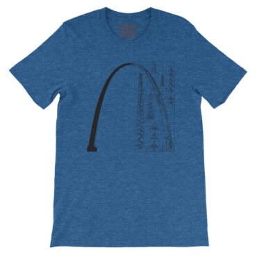 Saint Louis Arch Architecture T-Shirt - Lightweight Vintage Style - Heather True Royal