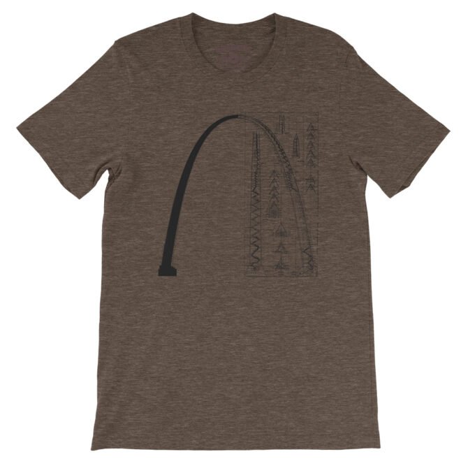 Saint Louis Arch Architecture T-Shirt - Lightweight Vintage Style - Heather Brown