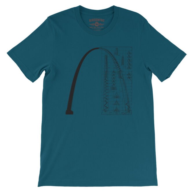 Saint Louis Arch Architecture T-Shirt - Lightweight Vintage Style - Deep Teal