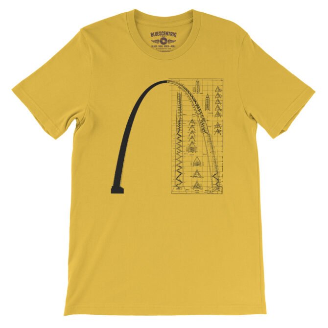 Saint Louis Arch Architecture T-Shirt - Lightweight Vintage Style - Maize Yellow