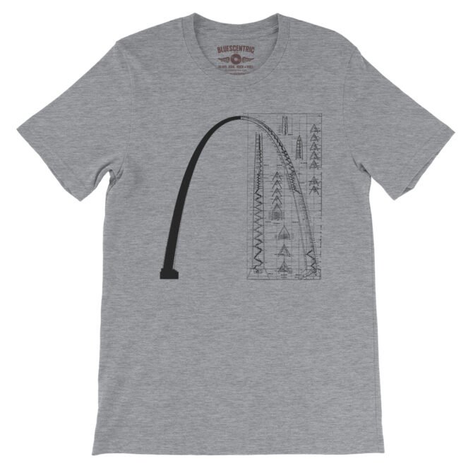 Saint Louis Arch Architecture T-Shirt - Lightweight Vintage Style - Athletic Heather