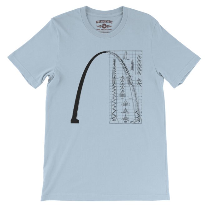 Saint Louis Arch Architecture T-Shirt - Lightweight Vintage Style - Light Blue