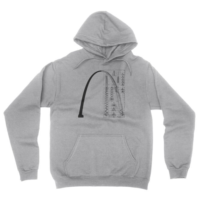 Saint Louis Arch Architecture Hooded Pullover Jacket - Ash