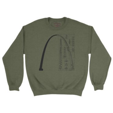 Saint Louis Arch Architecture Crewneck Sweatshirt - Army Heather