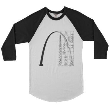 Saint Louis Arch Architecture Baseball T-Shirt - White-Black