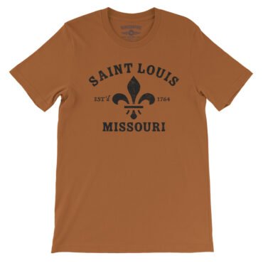 St. Louis est. 1764 Black Print T-Shirt - Lightweight Vintage Style - Burnt Orange
