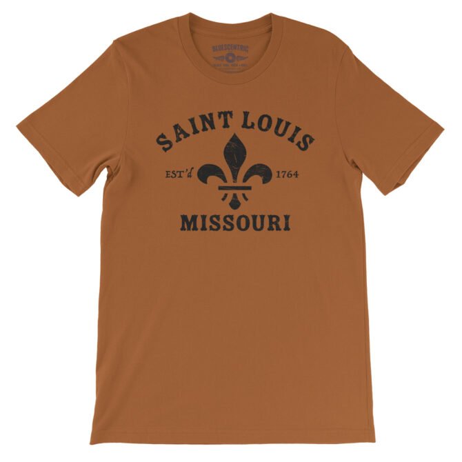 St. Louis est. 1764 Black Print T-Shirt - Lightweight Vintage Style - Burnt Orange
