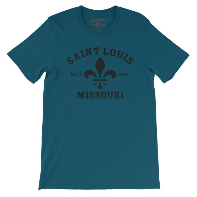 St. Louis est. 1764 Black Print T-Shirt - Lightweight Vintage Style - Deep Teal