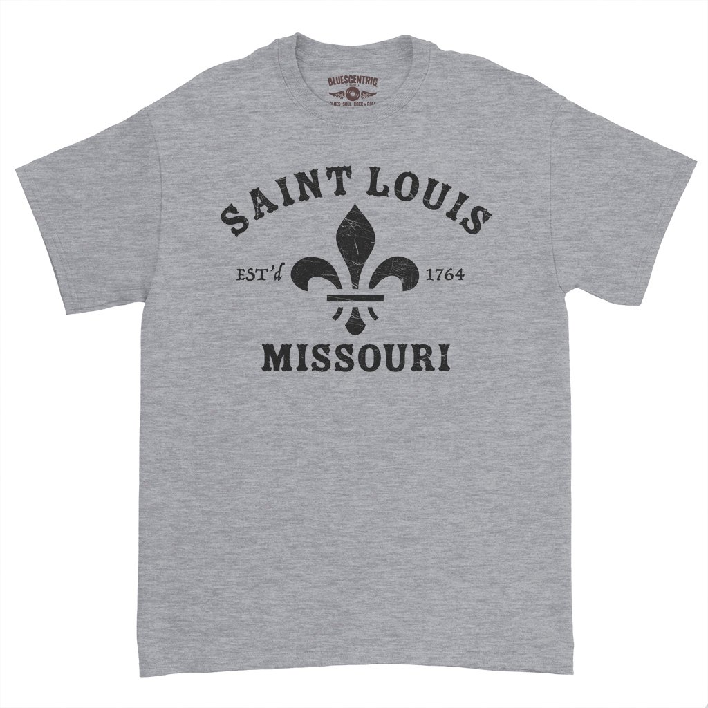 St. Louis est. 1764 Black Print T-Shirt – Heavy Cotton – Bluescentric