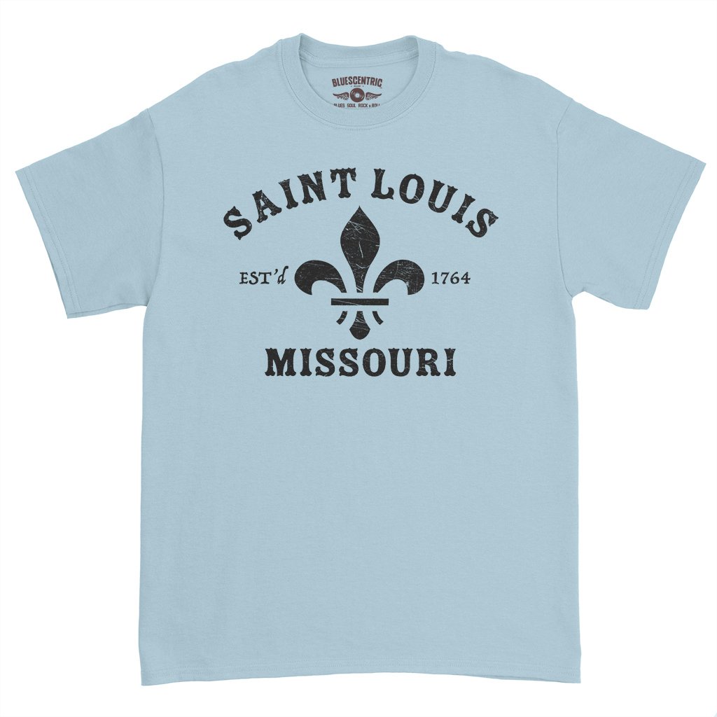 St. Louis est. 1764 Black Print T-Shirt – Heavy Cotton – Bluescentric