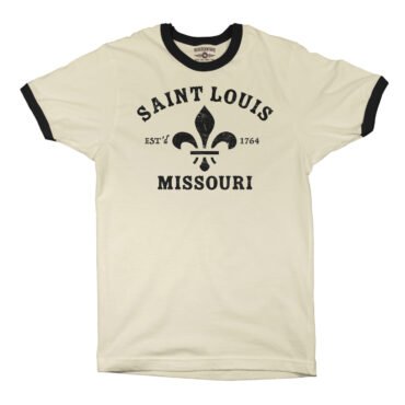St. Louis est. 1764 Black Print Ringer T-Shirt - Cream-Black