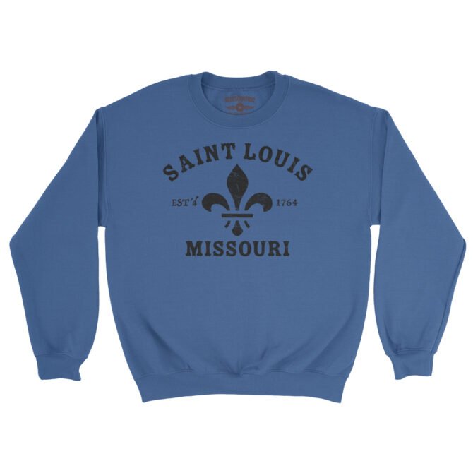 St. Louis est. 1764 Black Print Crewneck Sweatshirt - Royal