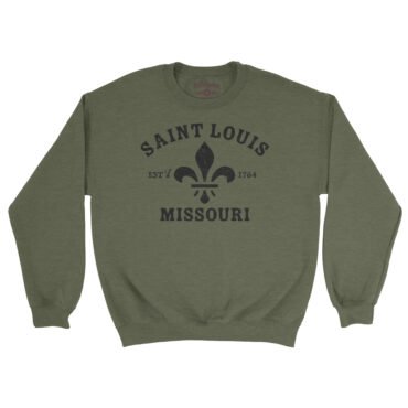 St. Louis est. 1764 Black Print Crewneck Sweatshirt - Army Heather