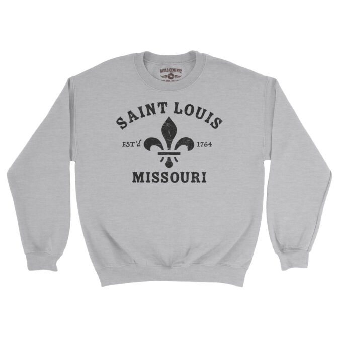St. Louis est. 1764 Black Print Crewneck Sweatshirt - Grey Heather