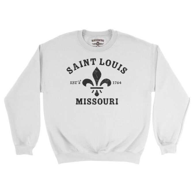 St. Louis est. 1764 Black Print Crewneck Sweatshirt - White