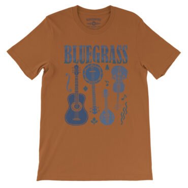 Bluegrass Instrument T-Shirt - Lightweight Vintage Style - Burnt Orange